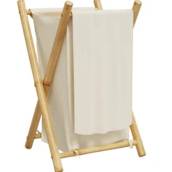 vidaXL Productos Del Hogar-Cesto de la ropa sucia de bambú blanco crema 41,5x36x63,5 cm