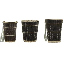 vidaXL Accesorios Para Hornos De Leña Y Chimeneas-Cesto de leña con correas transporte sauce natural 44,5x37x50cm