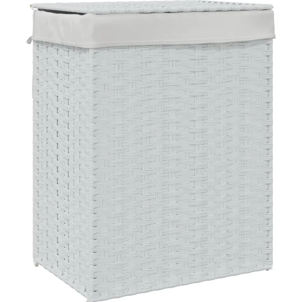 vidaXL Productos Del Hogar-Cesto de ropa sucia con tapa ratán sintético 46x33x60 cm
