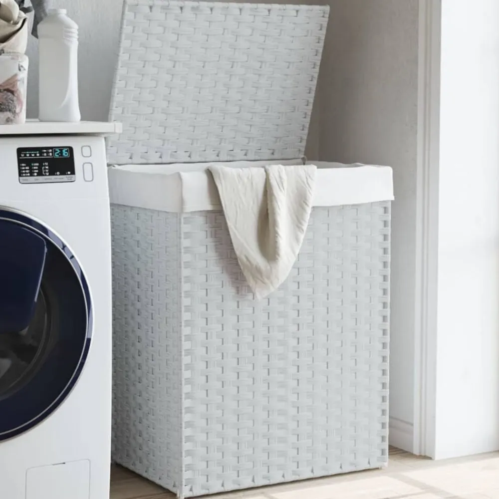 vidaXL Productos Del Hogar-Cesto de ropa sucia con tapa ratán sintético 46x33x60 cm