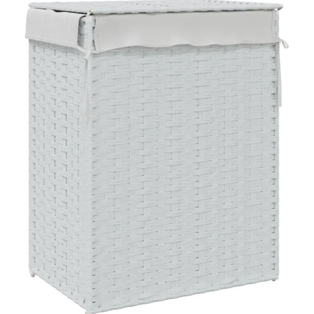 vidaXL Productos Del Hogar-Cesto de ropa sucia con tapa ratán sintético 46x33x60 cm
