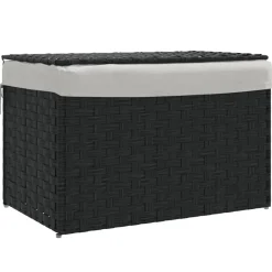 vidaXL Cesto de ropa sucia con tapa ratán sintético 55,5x35x34cm Negro Sale