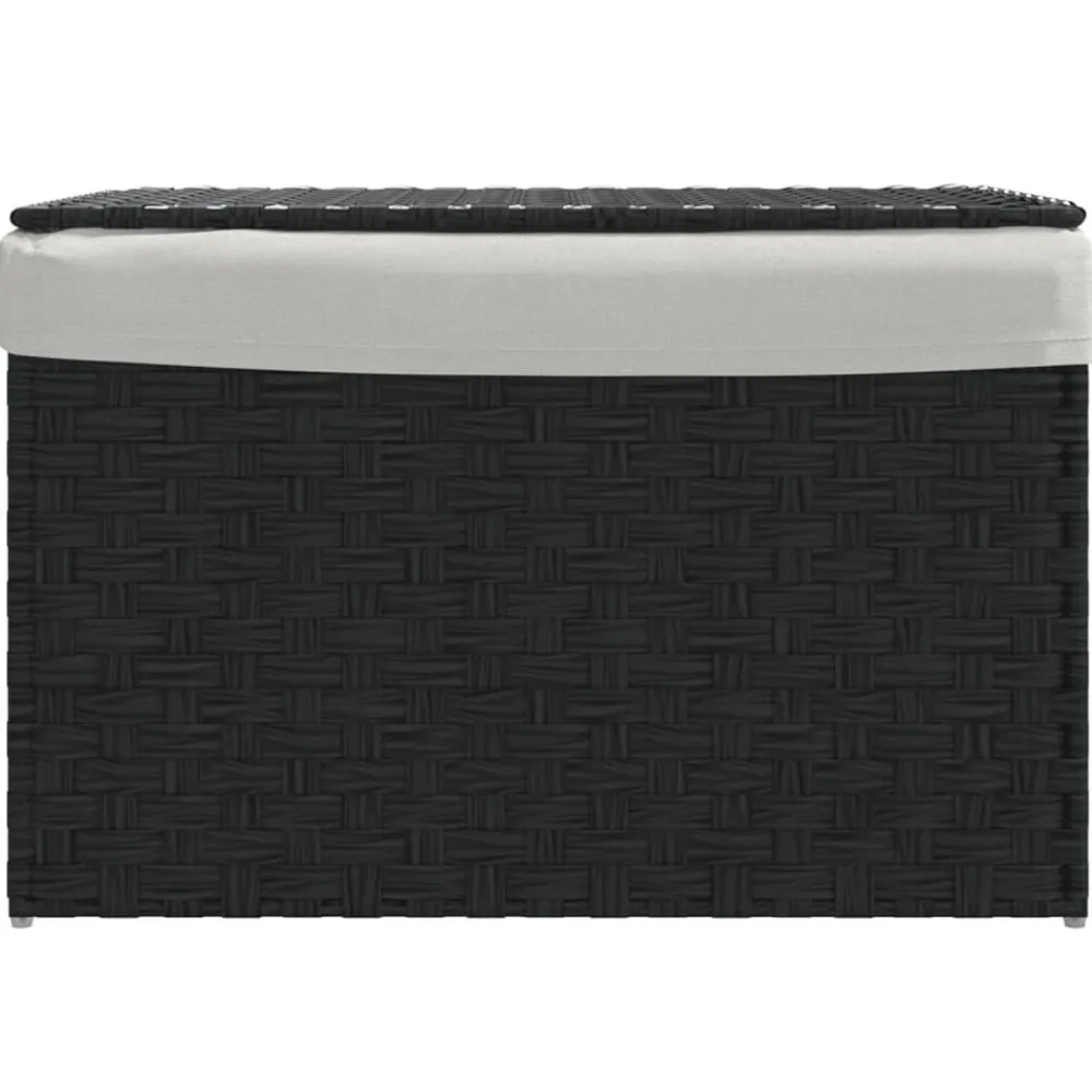 vidaXL Cesto de ropa sucia con tapa ratán sintético 55,5x35x34cm Negro Sale