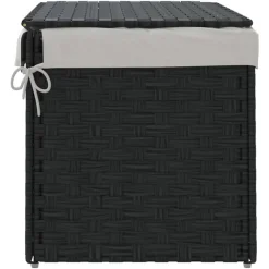 vidaXL Cesto de ropa sucia con tapa ratán sintético 55,5x35x34cm Negro Sale