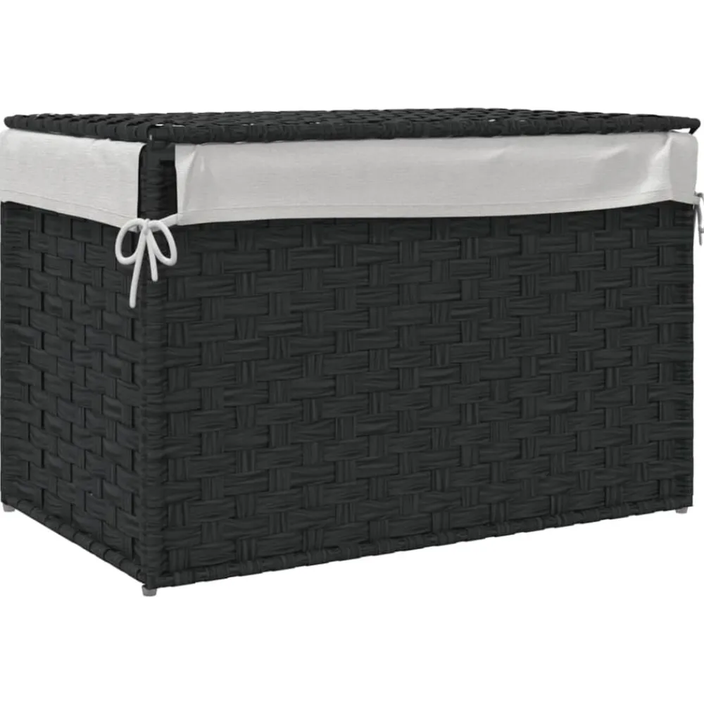 vidaXL Cesto de ropa sucia con tapa ratán sintético 55,5x35x34cm Negro Sale