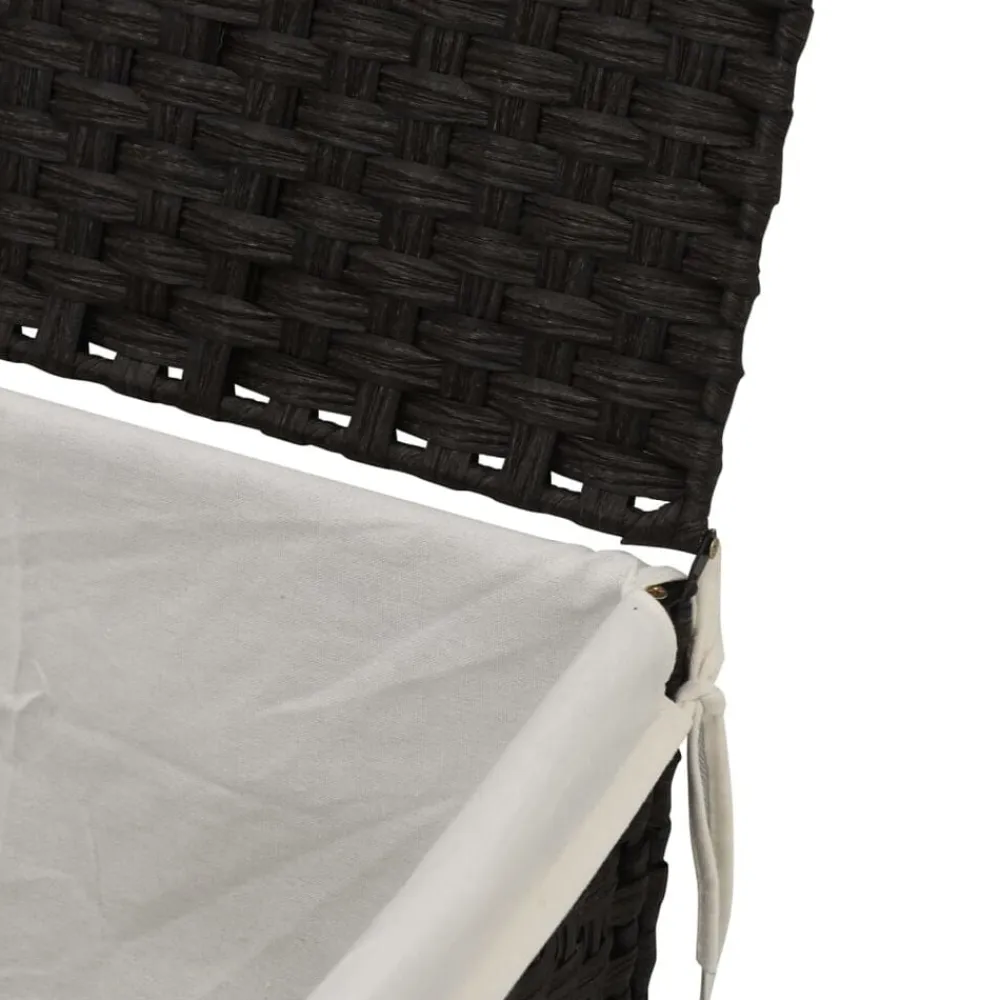 vidaXL Cesto de ropa sucia con tapa ratán sintético 55,5x35x34cm Negro Sale