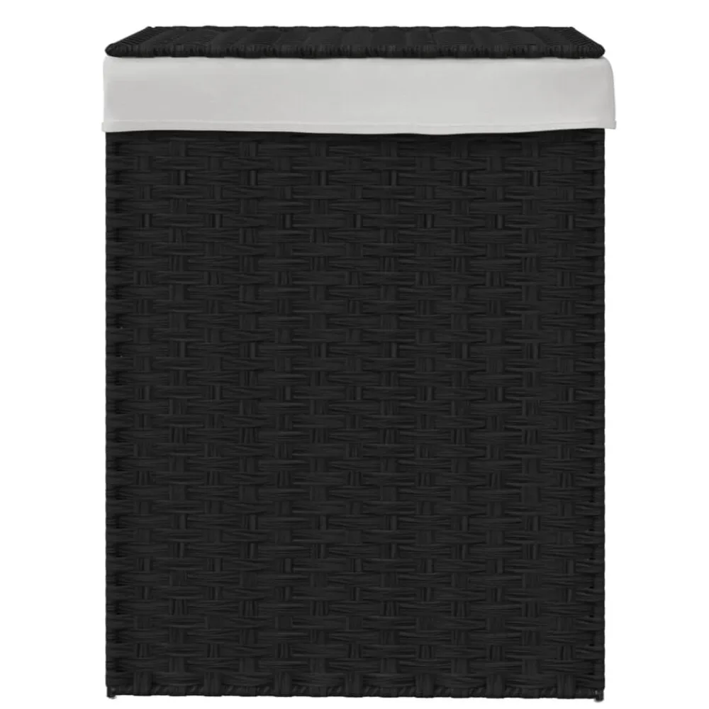 vidaXL Cesto de ropa sucia con tapa ratán sintético 46x33x60 cm Negro Outlet