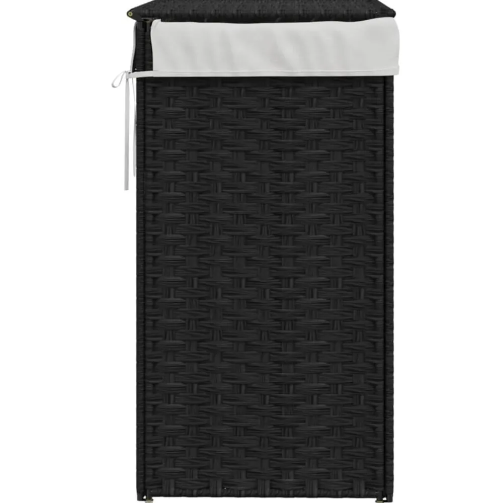 vidaXL Cesto de ropa sucia con tapa ratán sintético 46x33x60 cm Negro Outlet