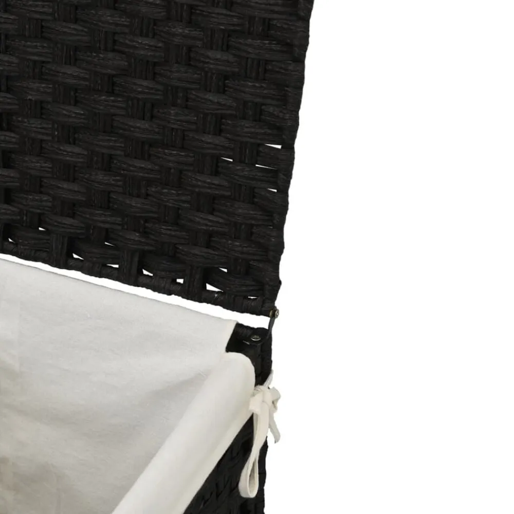 vidaXL Cesto de ropa sucia con tapa ratán sintético 46x33x60 cm Negro Outlet