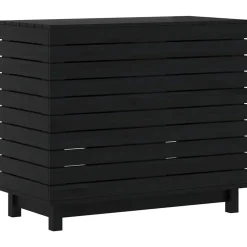 vidaXL Cesto para la ropa sucia madera maciza de pino 88,5x44x76 cm Negro Best