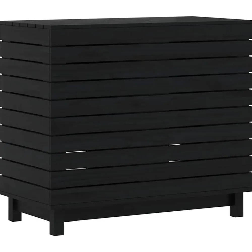 vidaXL Cesto para la ropa sucia madera maciza de pino 88,5x44x76 cm Negro Best
