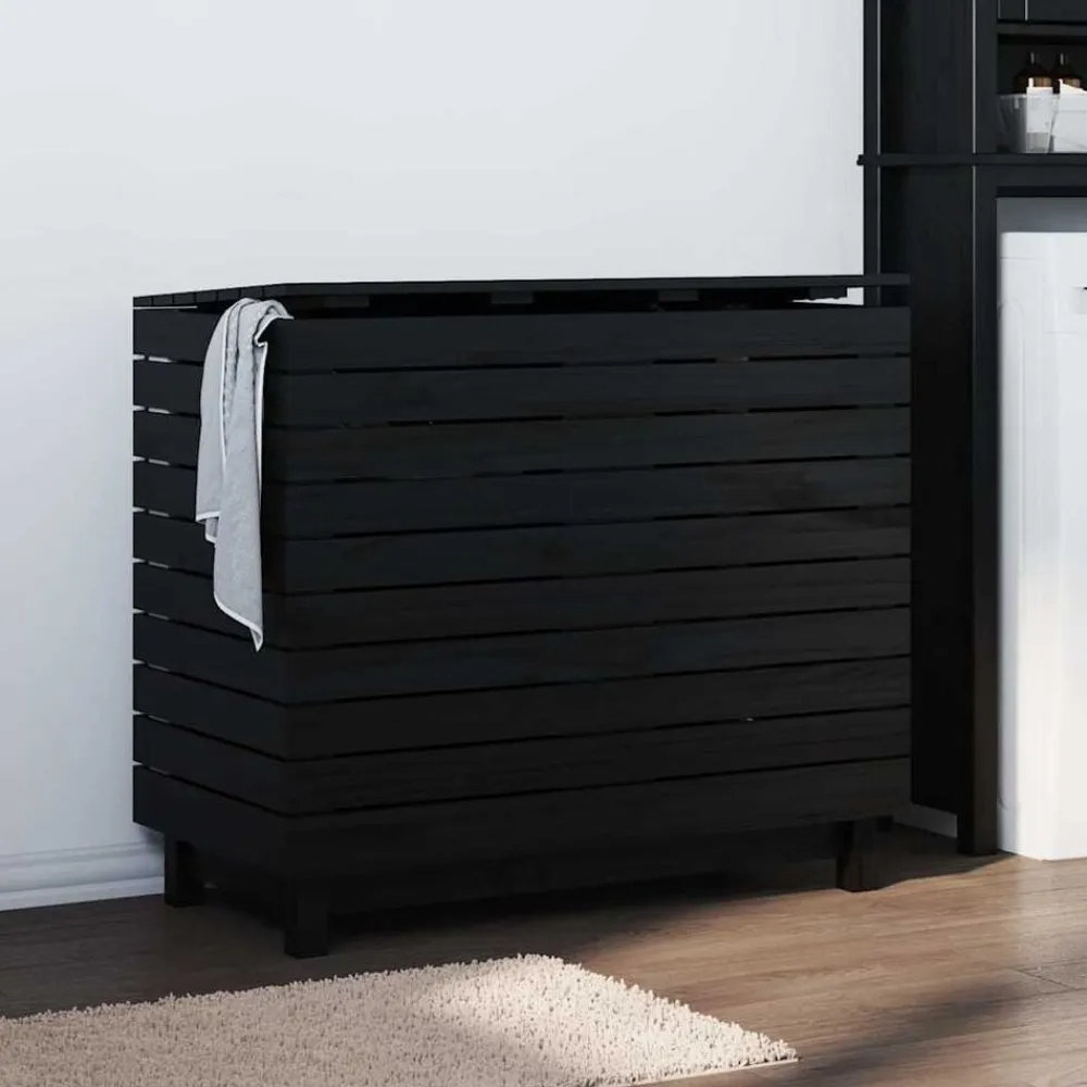 vidaXL Cesto para la ropa sucia madera maciza de pino 88,5x44x76 cm Negro Best