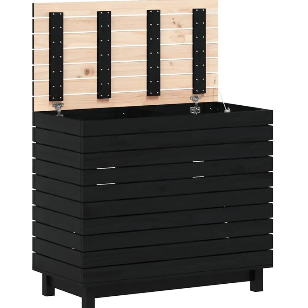 vidaXL Cesto para la ropa sucia madera maciza de pino 88,5x44x76 cm Negro Best