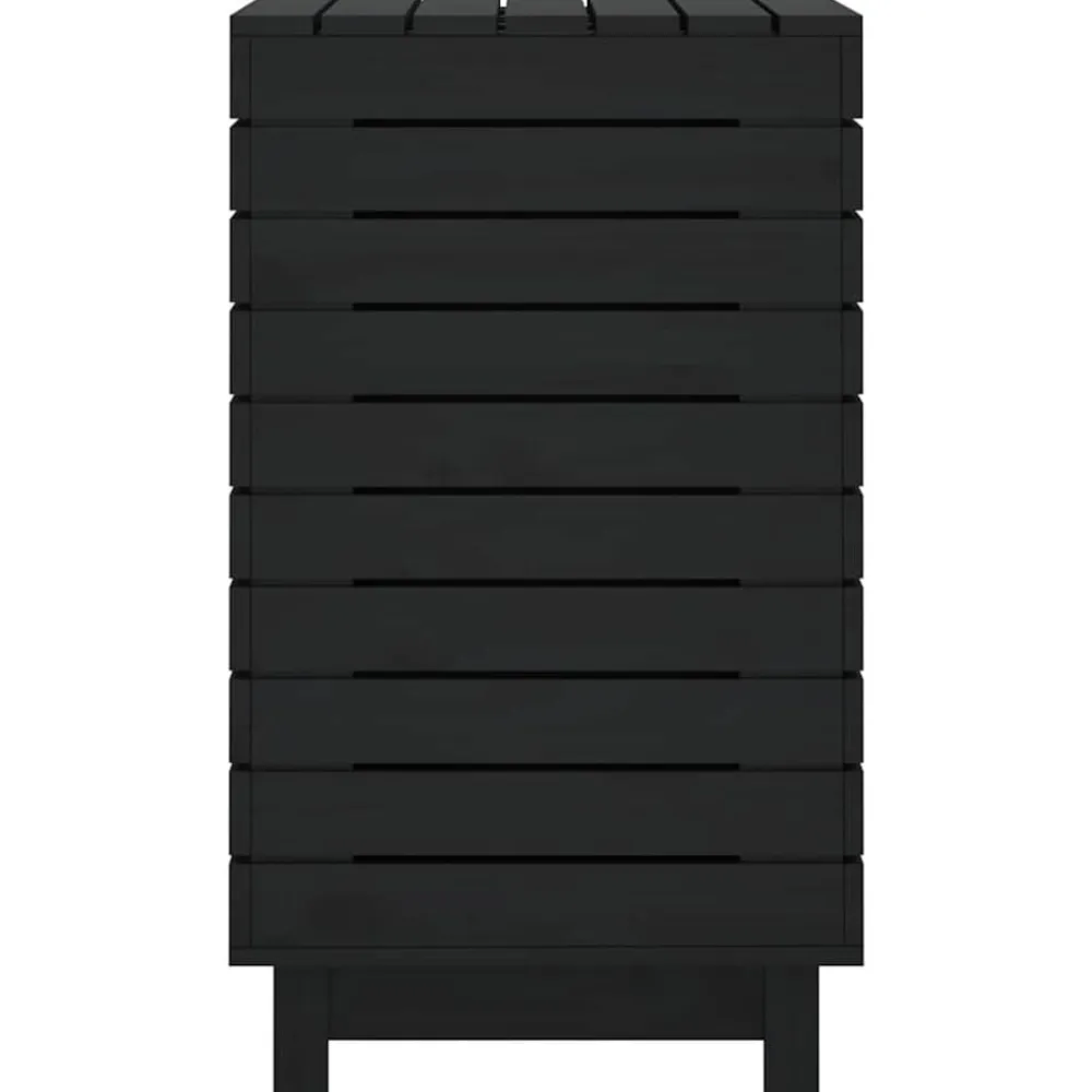 vidaXL Cesto para la ropa sucia madera maciza de pino 88,5x44x76 cm Negro Best