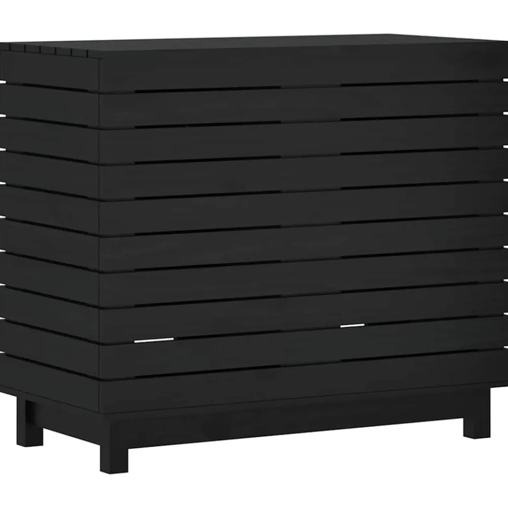vidaXL Cesto para la ropa sucia madera maciza de pino 88,5x44x76 cm Negro Best