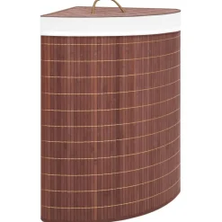 vidaXL Cesto para la ropa sucia de esquina bambú marrón 60 L Marrón oscuro Clearance