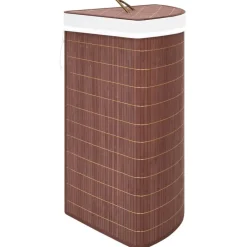 vidaXL Cesto para la ropa sucia de esquina bambú marrón 60 L Marrón oscuro Clearance
