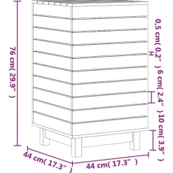 vidaXL Productos Del Hogar-Cesto para la ropa sucia madera maciza pino 44x44x76 cm