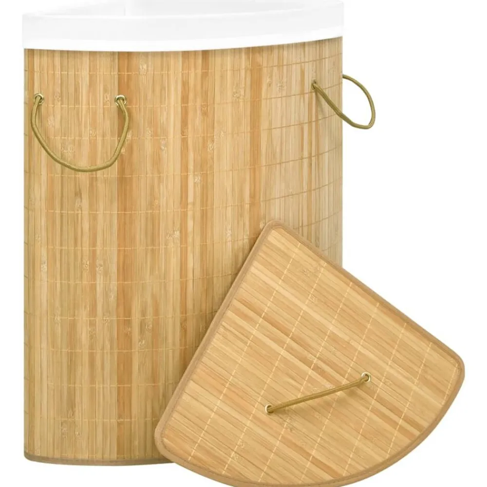 vidaXL Productos Del Hogar-Cesto para la ropa sucia de esquina bambú 60 L