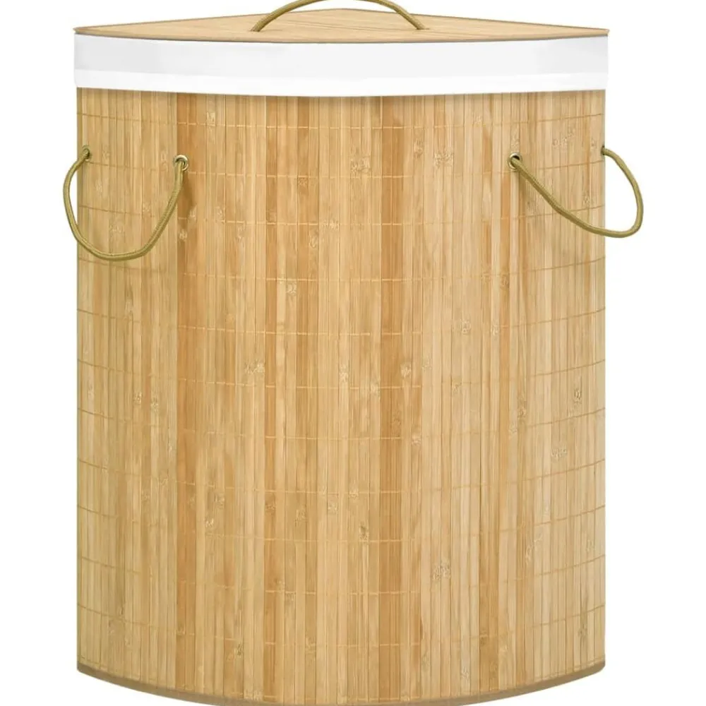 vidaXL Productos Del Hogar-Cesto para la ropa sucia de esquina bambú 60 L