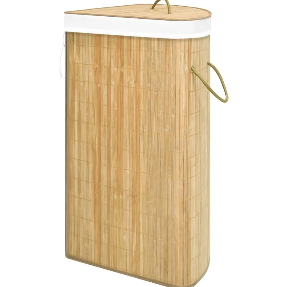 vidaXL Productos Del Hogar-Cesto para la ropa sucia de esquina bambú 60 L