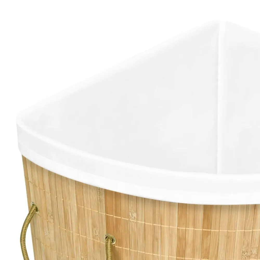 vidaXL Productos Del Hogar-Cesto para la ropa sucia de esquina bambú 60 L