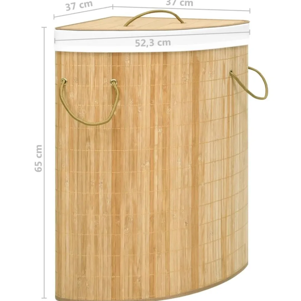 vidaXL Productos Del Hogar-Cesto para la ropa sucia de esquina bambú 60 L