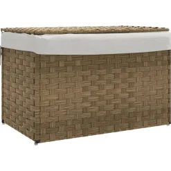 vidaXL Cesto para la ropa sucia con tapa ratán sintético 55,5x35x34 cm Marrón Discount