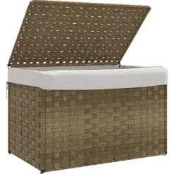 vidaXL Cesto para la ropa sucia con tapa ratán sintético 55,5x35x34 cm Marrón Discount