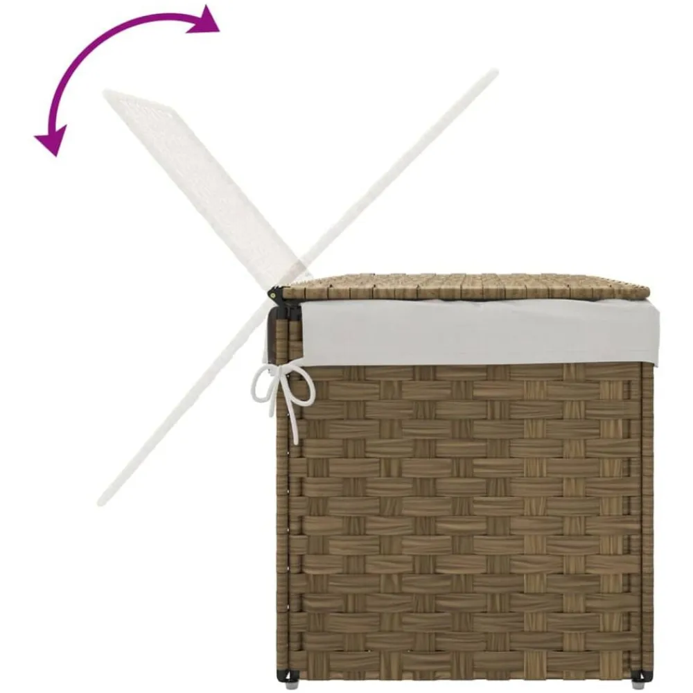 vidaXL Cesto para la ropa sucia con tapa ratán sintético 55,5x35x34 cm Marrón Discount