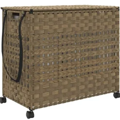 vidaXL Productos Del Hogar-Cesto para ropa sucia con ruedas ratán 66x35x60 cm