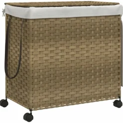 vidaXL Productos Del Hogar-Cesto para ropa sucia con ruedas ratán 60x35x60,5 cm