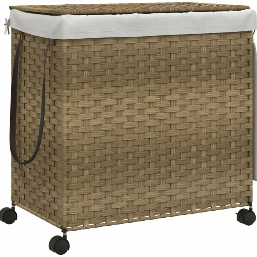 vidaXL Productos Del Hogar-Cesto para ropa sucia con ruedas ratán 60x35x60,5 cm