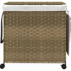 vidaXL Productos Del Hogar-Cesto para ropa sucia con ruedas ratán 60x35x60,5 cm