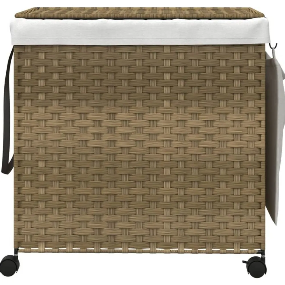 vidaXL Productos Del Hogar-Cesto para ropa sucia con ruedas ratán 60x35x60,5 cm