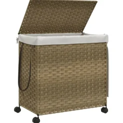 vidaXL Productos Del Hogar-Cesto para ropa sucia con ruedas ratán 60x35x60,5 cm