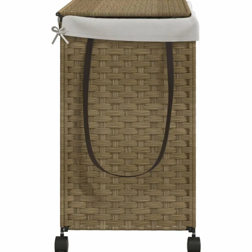 vidaXL Productos Del Hogar-Cesto para ropa sucia con ruedas ratán 60x35x60,5 cm