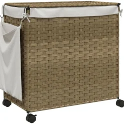 vidaXL Productos Del Hogar-Cesto para ropa sucia con ruedas ratán 60x35x60,5 cm
