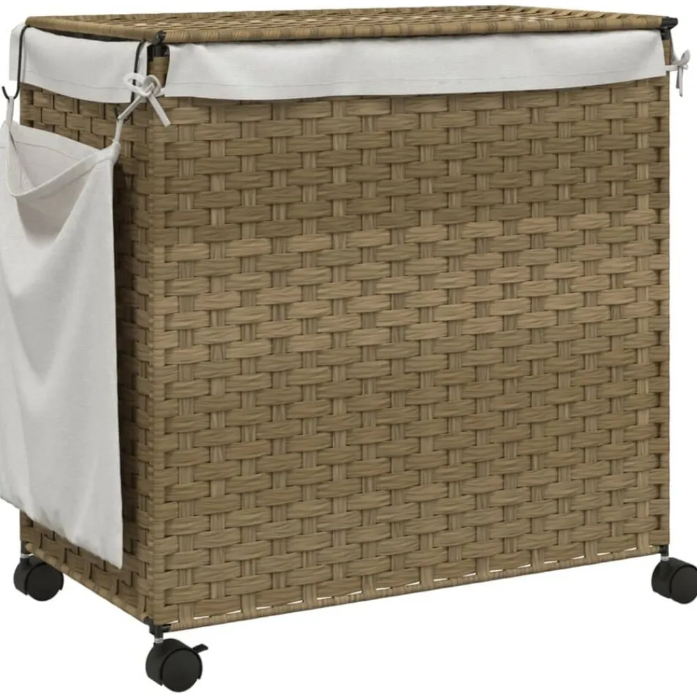 vidaXL Productos Del Hogar-Cesto para ropa sucia con ruedas ratán 60x35x60,5 cm