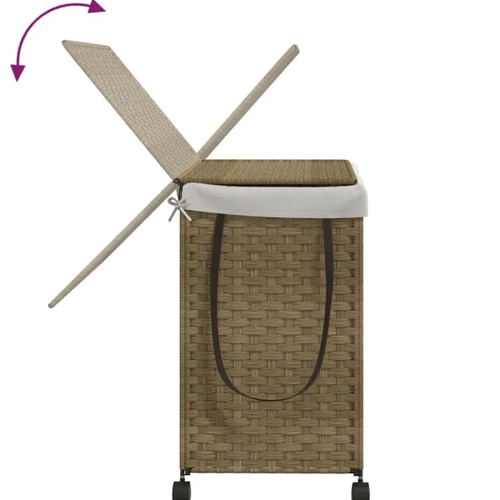 vidaXL Productos Del Hogar-Cesto para ropa sucia con ruedas ratán 60x35x60,5 cm