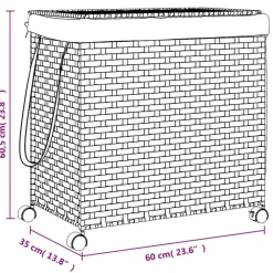 vidaXL Productos Del Hogar-Cesto para ropa sucia con ruedas ratán 60x35x60,5 cm