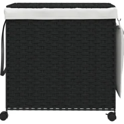 vidaXL Cesto para ropa sucia con ruedas ratán 60x35x60,5 cm Negro Hot