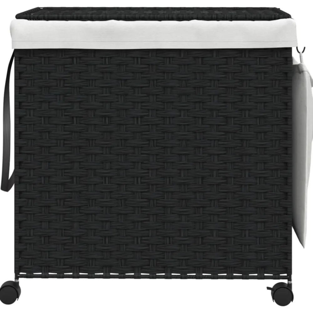 vidaXL Cesto para ropa sucia con ruedas ratán 60x35x60,5 cm Negro Hot