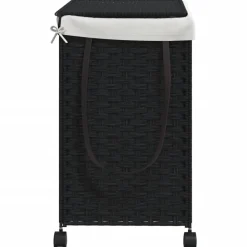 vidaXL Cesto para ropa sucia con ruedas ratán 60x35x60,5 cm Negro Hot
