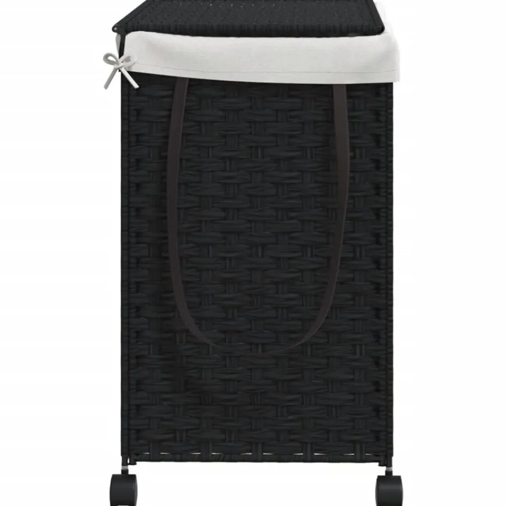 vidaXL Cesto para ropa sucia con ruedas ratán 60x35x60,5 cm Negro Hot