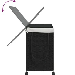 vidaXL Cesto para ropa sucia con ruedas ratán 60x35x60,5 cm Negro Hot