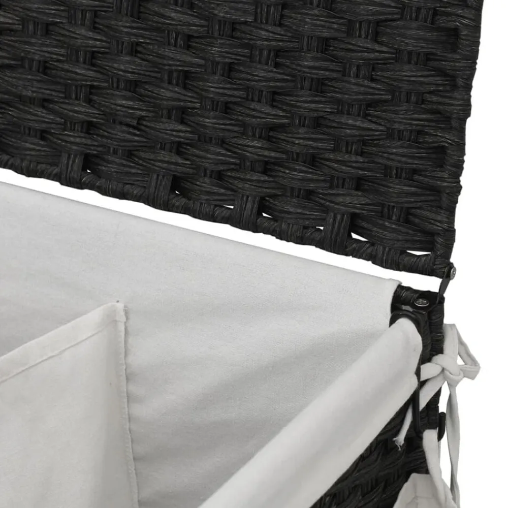 vidaXL Cesto para ropa sucia con ruedas ratán 60x35x60,5 cm Negro Hot