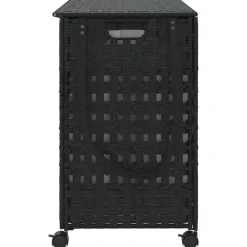 vidaXL Cesto para ropa sucia con ruedas ratán 66x35x60 cm Negro Sale