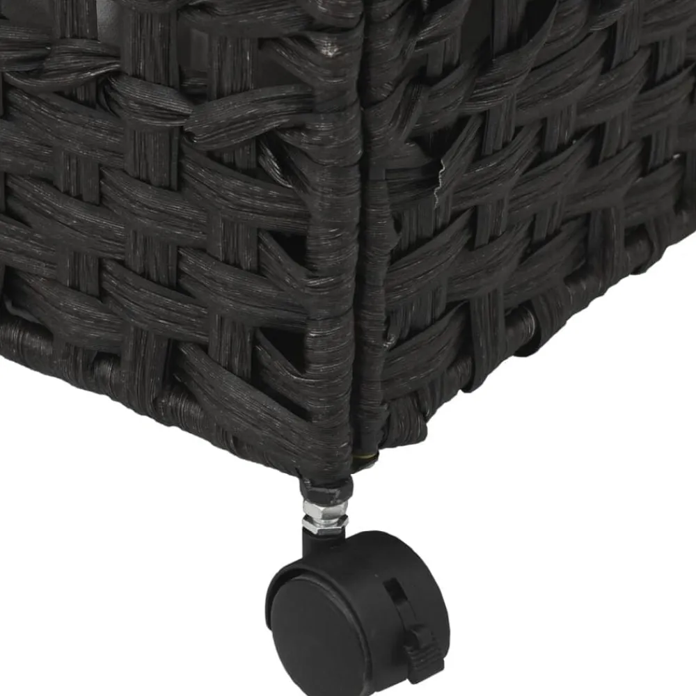 vidaXL Cesto para ropa sucia con ruedas ratán 66x35x60 cm Negro Sale