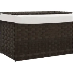 vidaXL Cesto para ropa sucia con tapa ratán marrón oscuro 55,5x35x34cm Marrón oscuro Best
